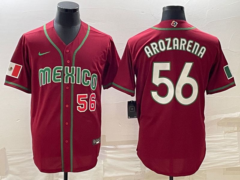 Men 2023 World Cub Mexico #56 Arozarena Red Nike MLB Jersey5->more jerseys->MLB Jersey